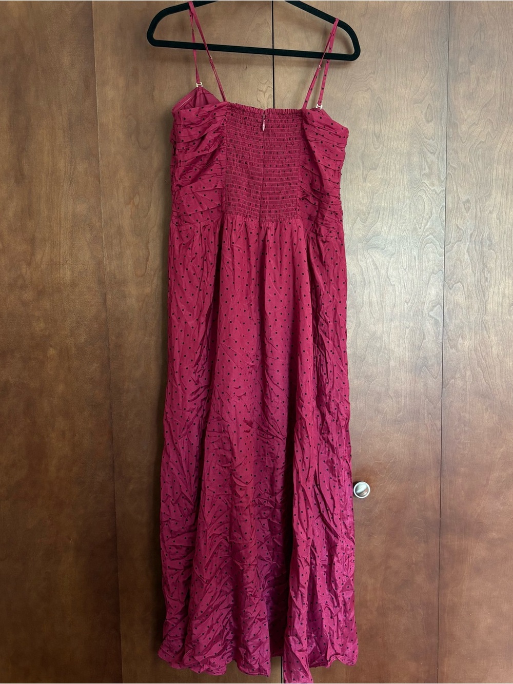 Abercrombie & Fitch Strapless Hardware Cutout Maxi Dress In Plum Dot Size XL - Picture 6 of 8